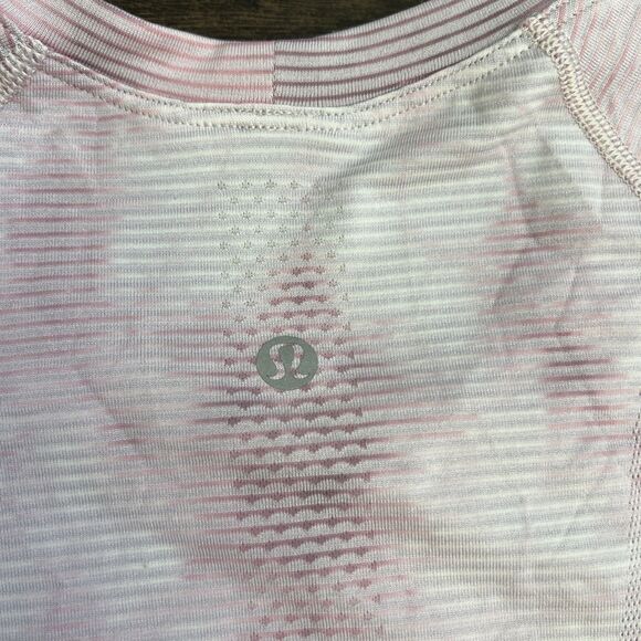 Lululemon Swiftly Tech Size 4 Long Sleeve 2.0 Shibori Stripe Pink Taupe Tie Dye - Picture 10 of 14